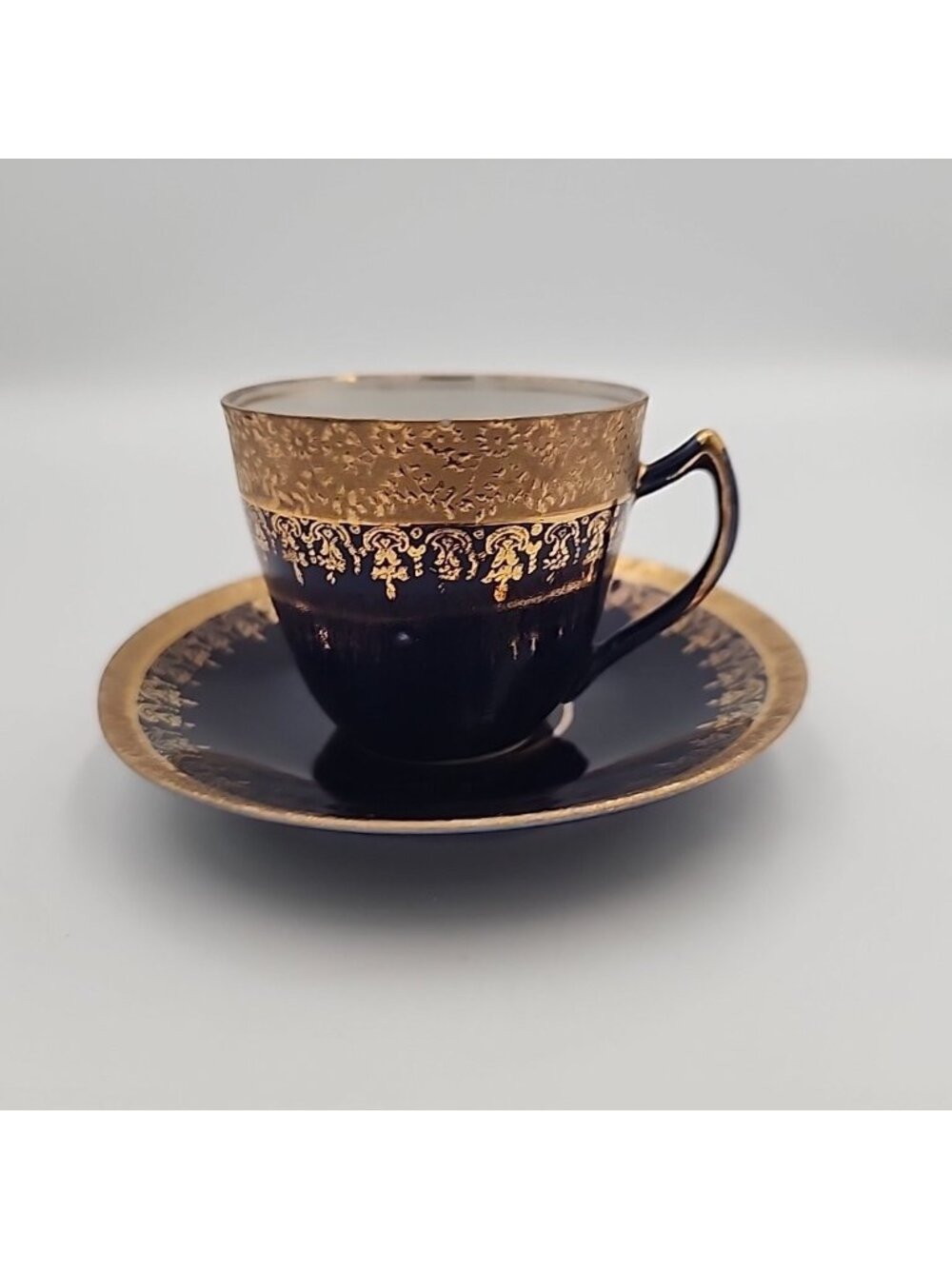 Vintage Navy Blue Gold Golden Set Cup & Saucer Made In Germany